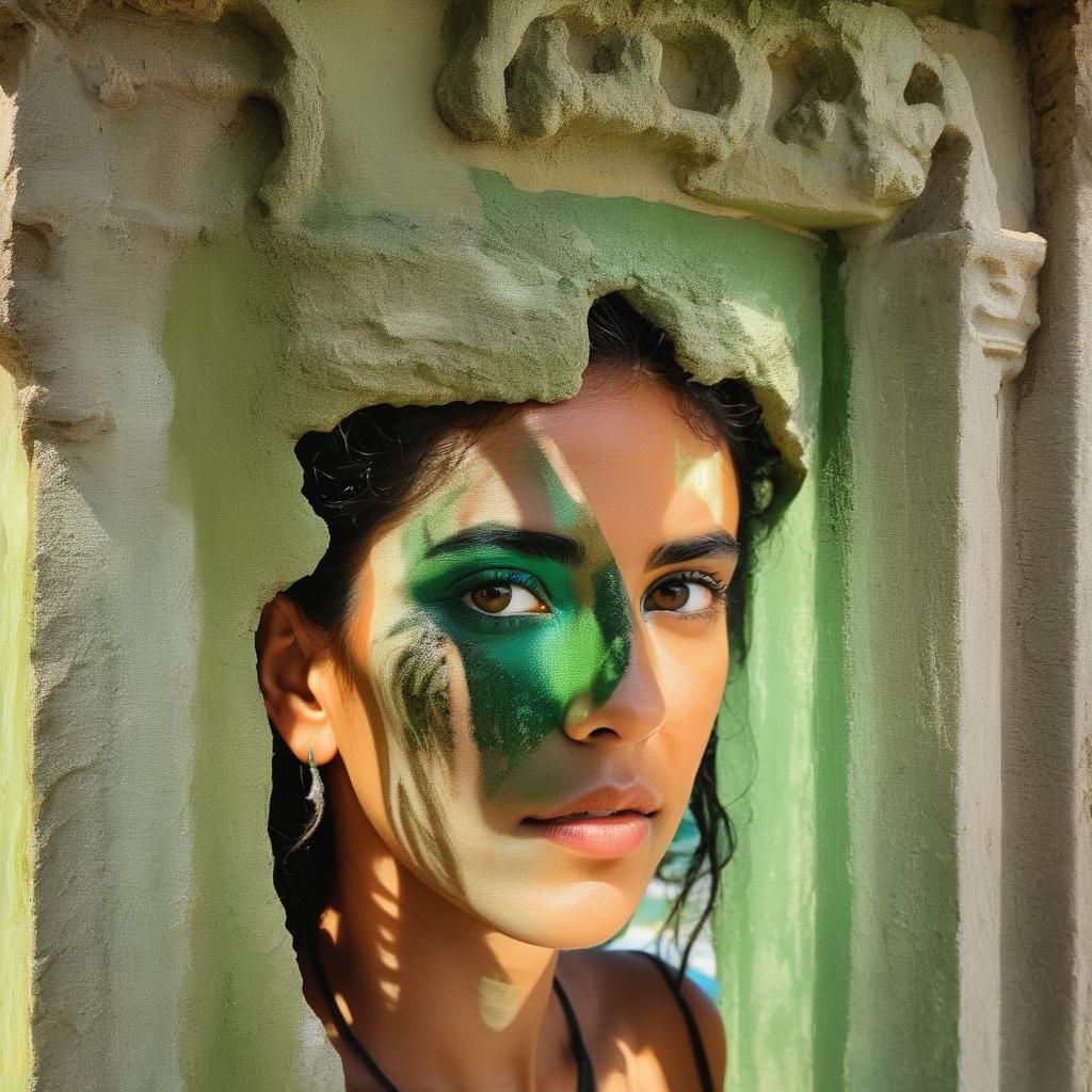 Imposing Goddess Woman in Ancient Architecture