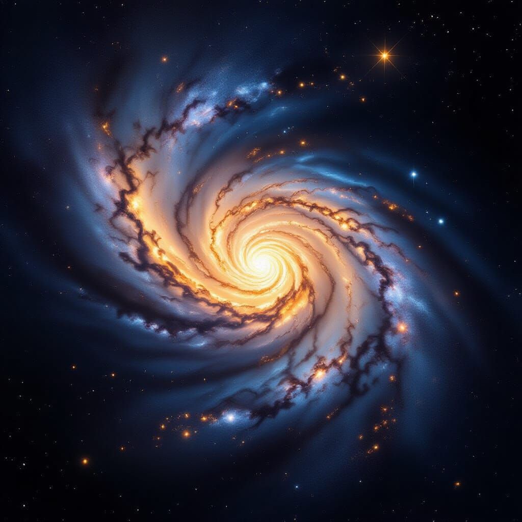 Spectacular Spiral Galaxy in Deep Space: Hyper-Realistic Vie...