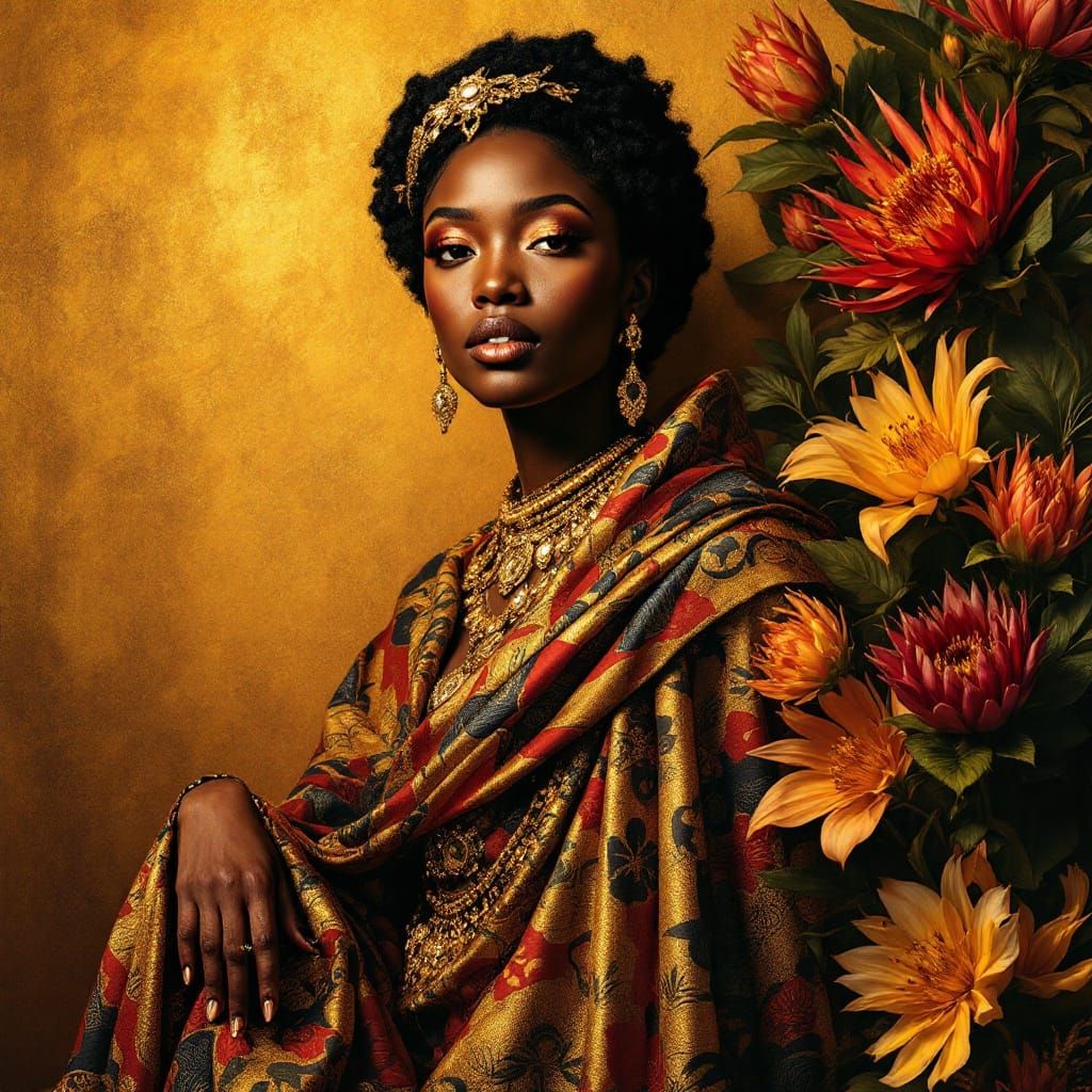 Regal Woman in Afrocentric Splendor