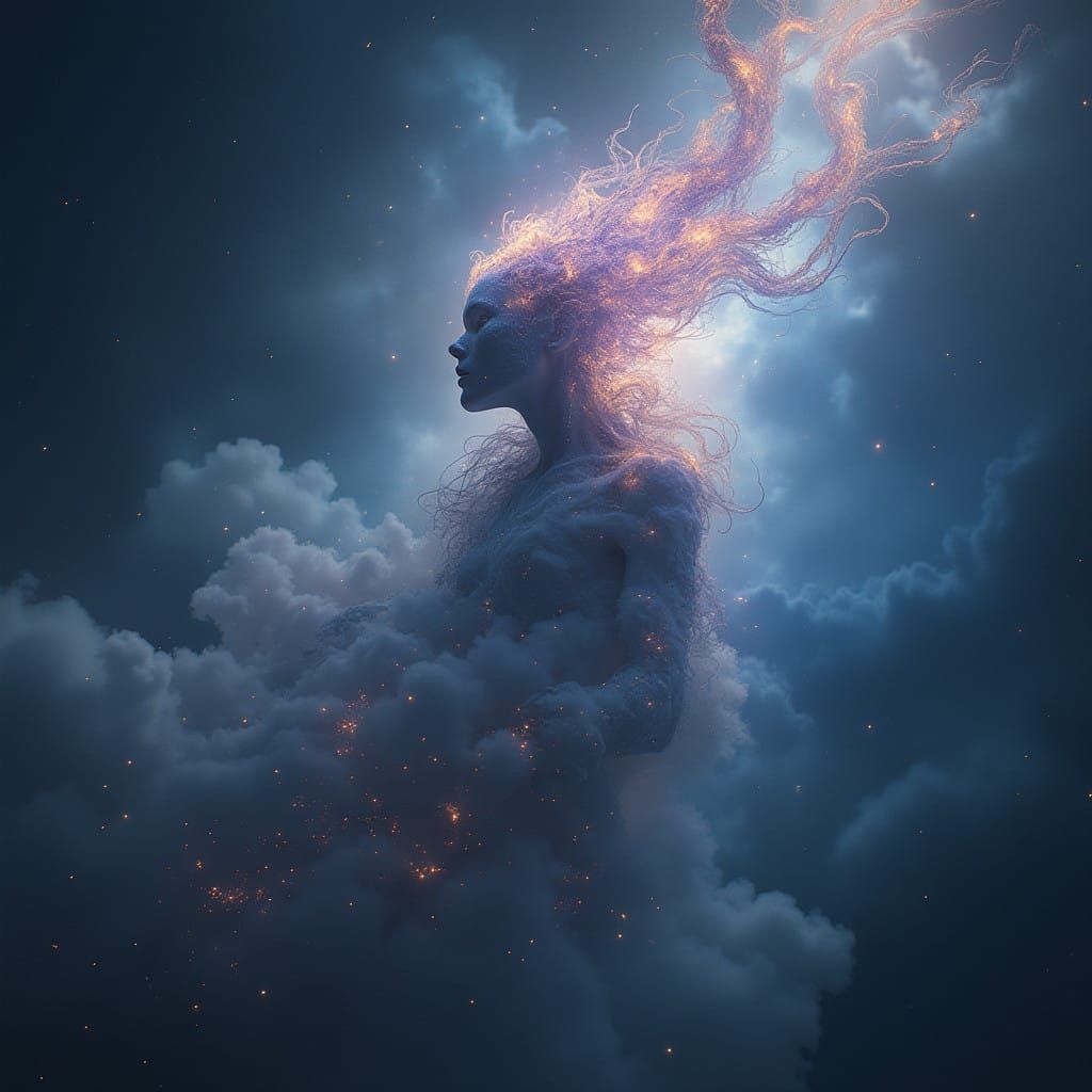Ethereal Void Entity Emerges in Cosmic Dreamscape
