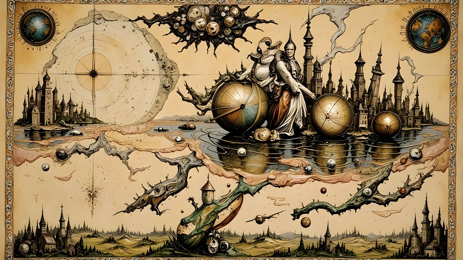 18th Century Atlas in Vibrant Impasto Oil Paint