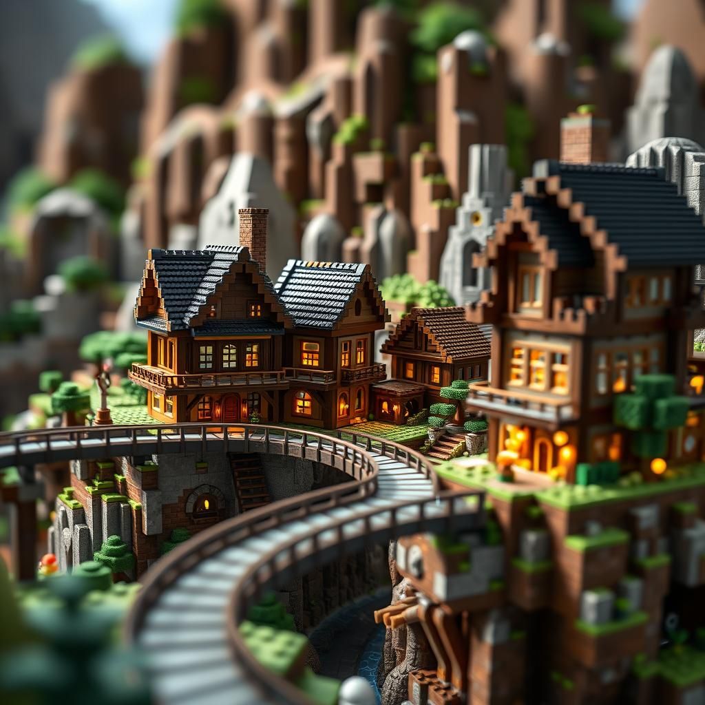 Minecraft Skyway Village: A Digital Photograph