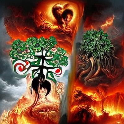 Tree of Heaven and Hell Digital Concept