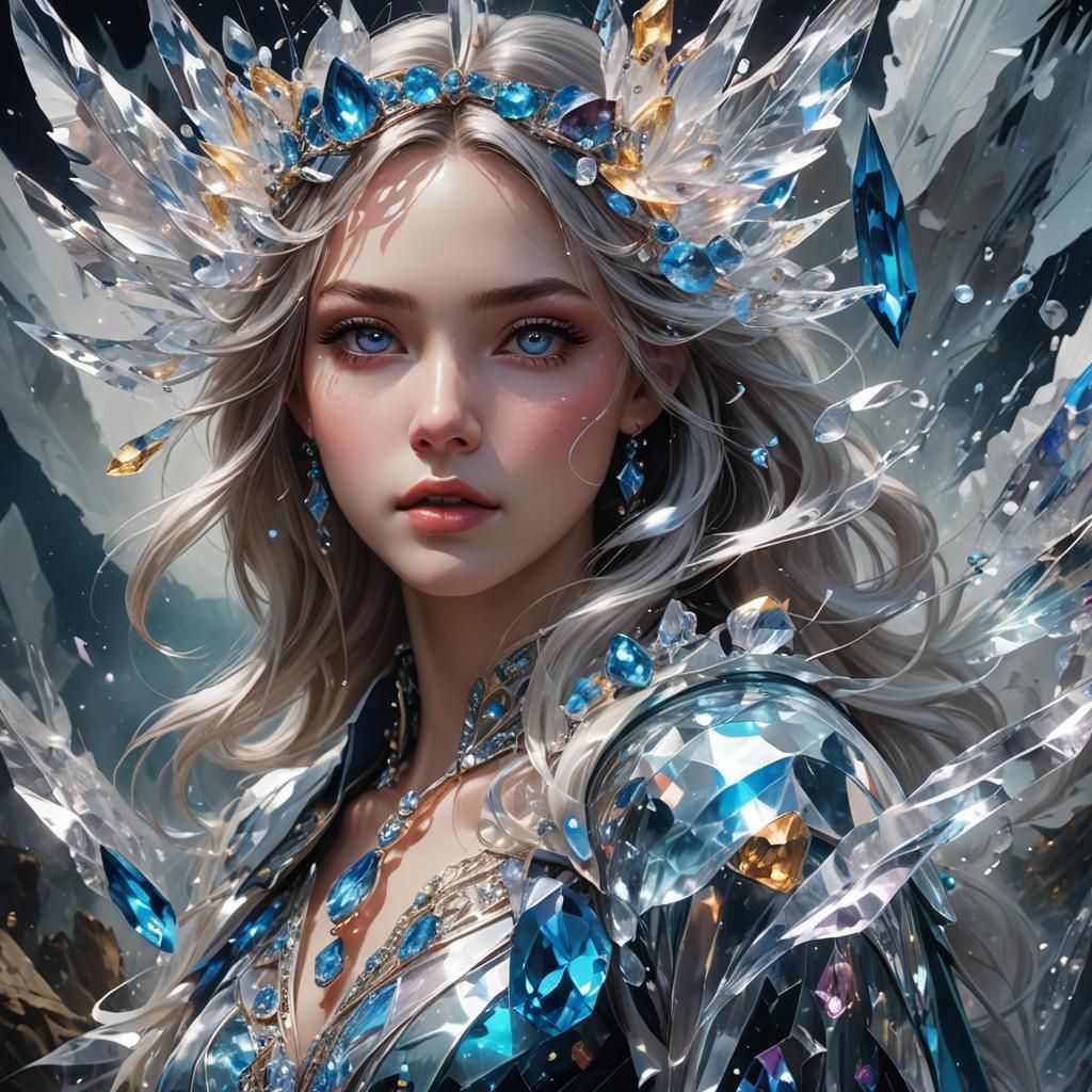 Crystal Visions Wrapped Around Dreams: Hyperrealistic Splash...