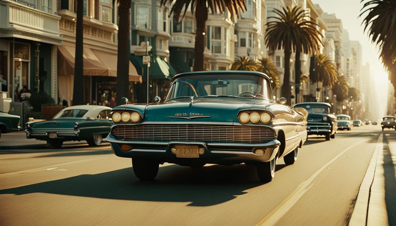 Classic Car on California Street: Retro Americana