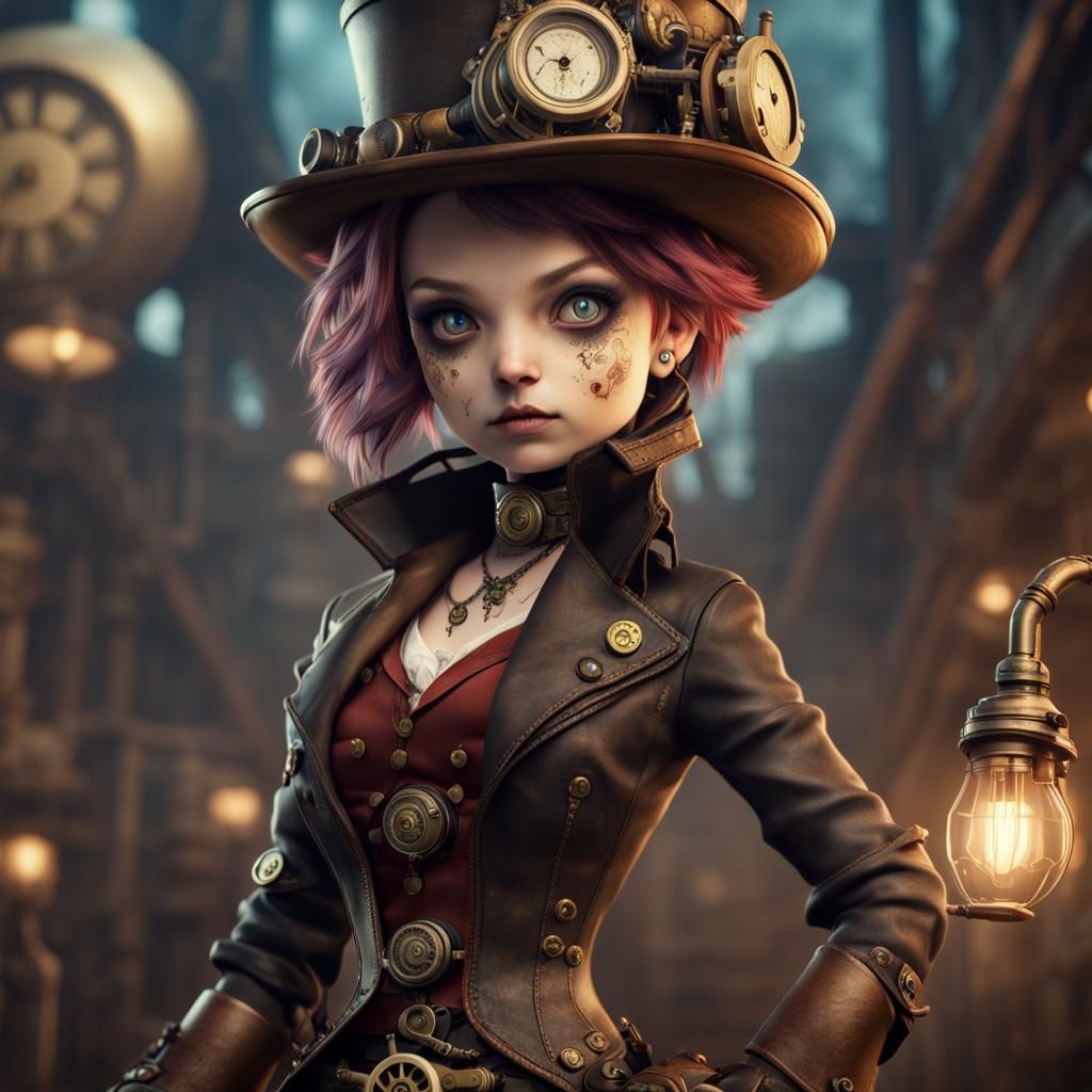 Steampunk Pokemon Living Dead Doll: Detailed Matte Painting