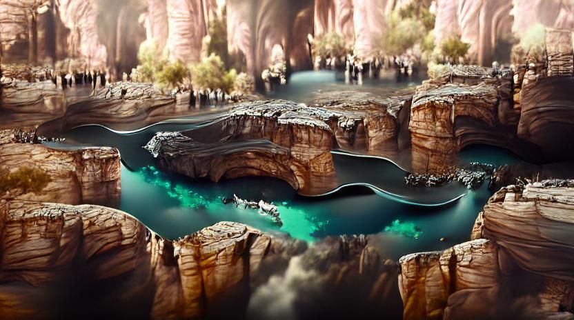 Secluded Lagoon in a Dramatic Canyon