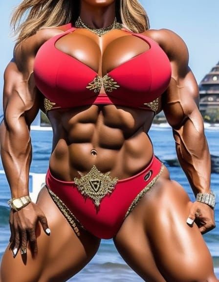 Voluptuous Bodybuilder Posing in Muscled Detail