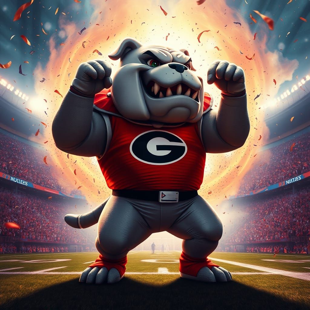Georgia Bulldogs Mascot Celebrates Touchdown in Fantasy Styl...