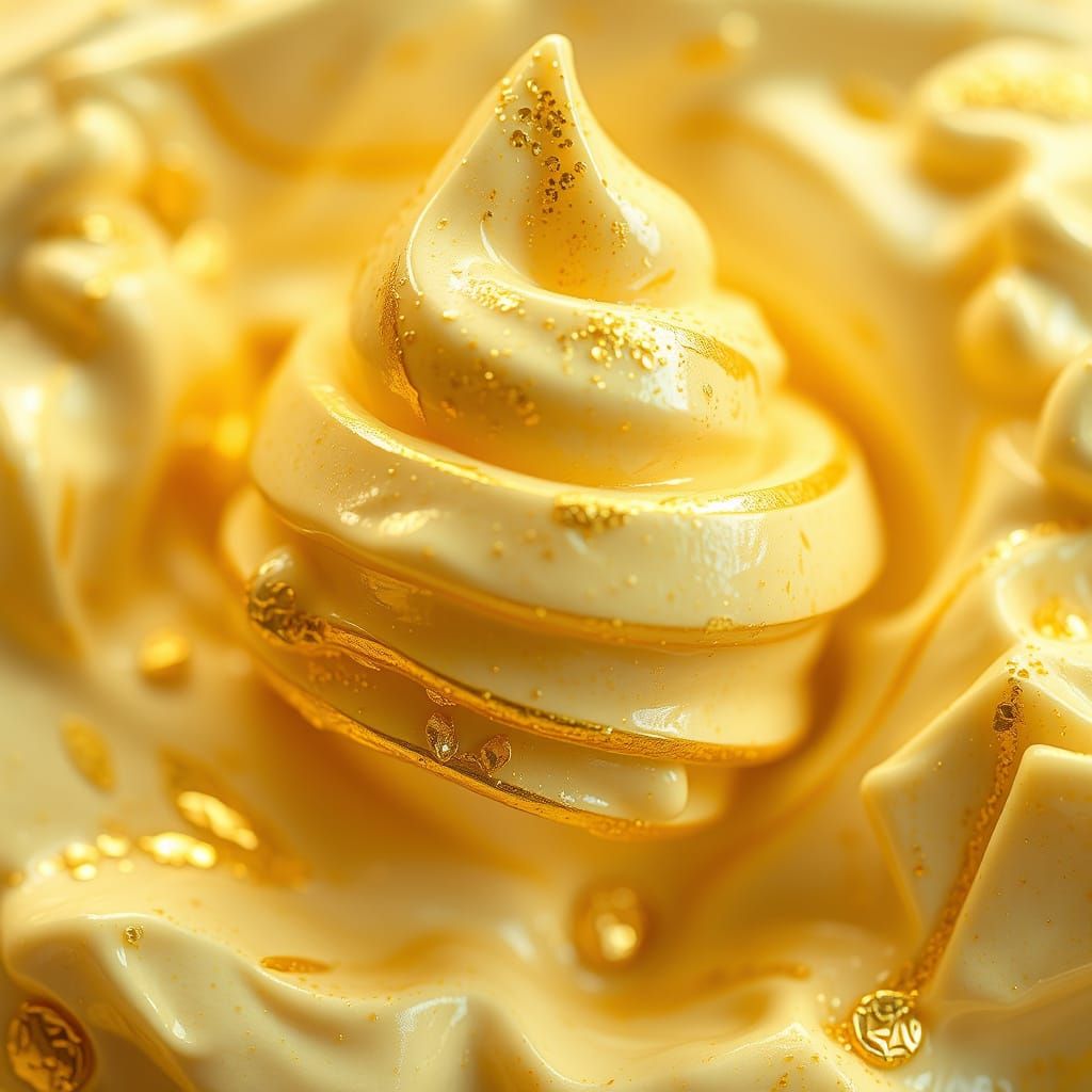 Luxurious Golden Ice Cream with Gold Leaf