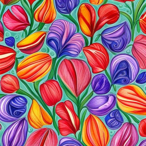 Tulip Heart in Watercolor Style