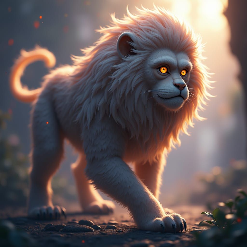Futuristic Lion Monkey Hybrid in Anime Style