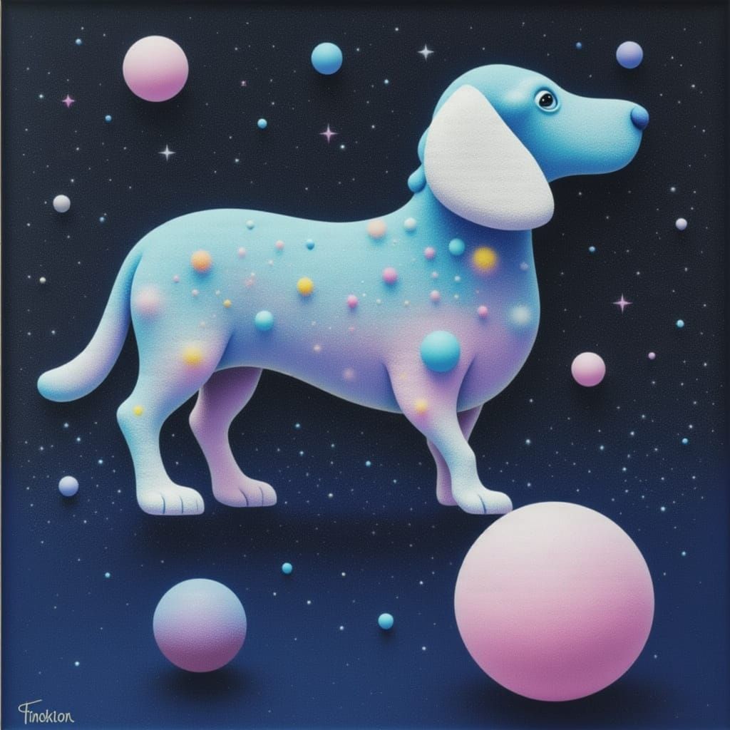 Basset Hound as Celestial Being in Cosmic Airbrush Art Style