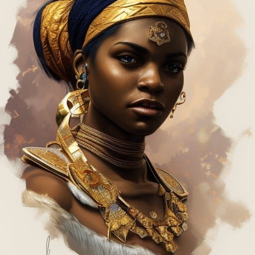 Queen Sheba Portrait in Art Nouveau Style