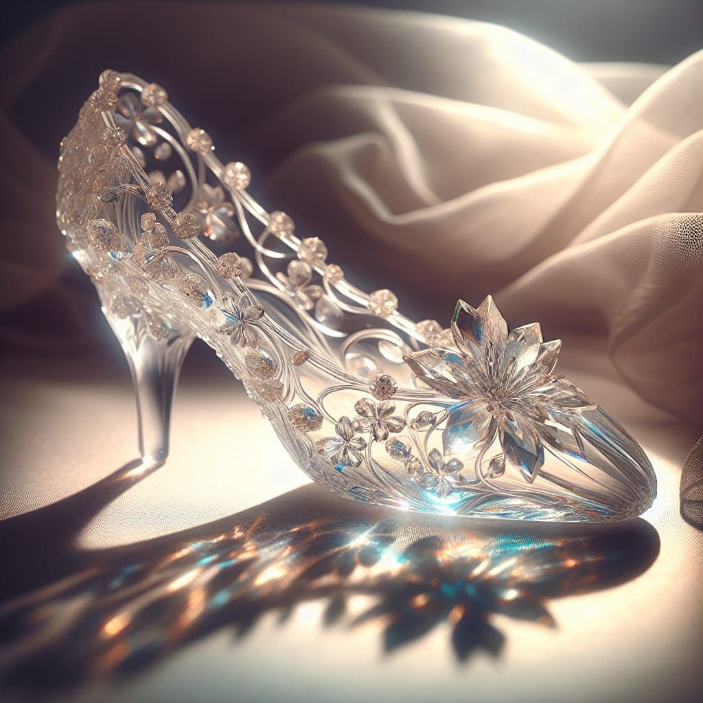 Ethereal Glass Slipper with Crystal Flowers