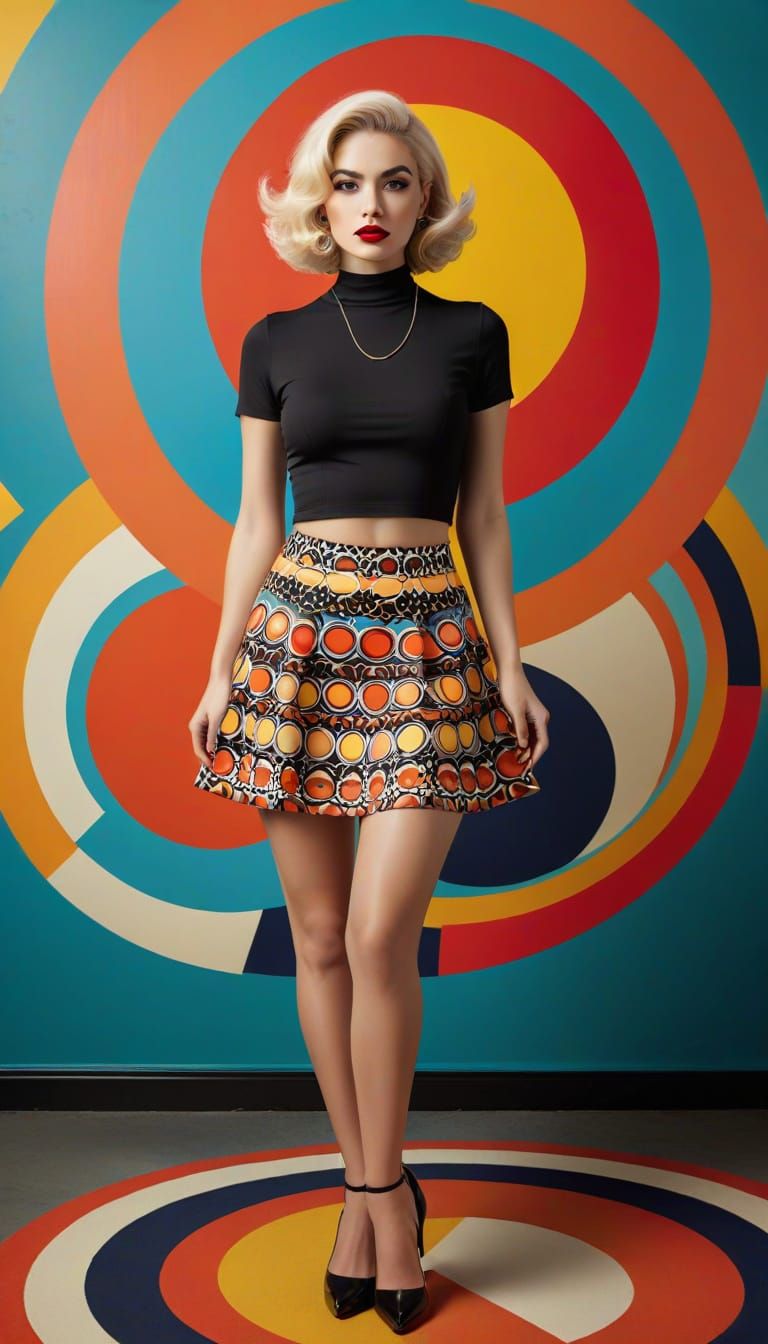 Retro Vibe: Confident Woman in 1960s Fashion Advertisement