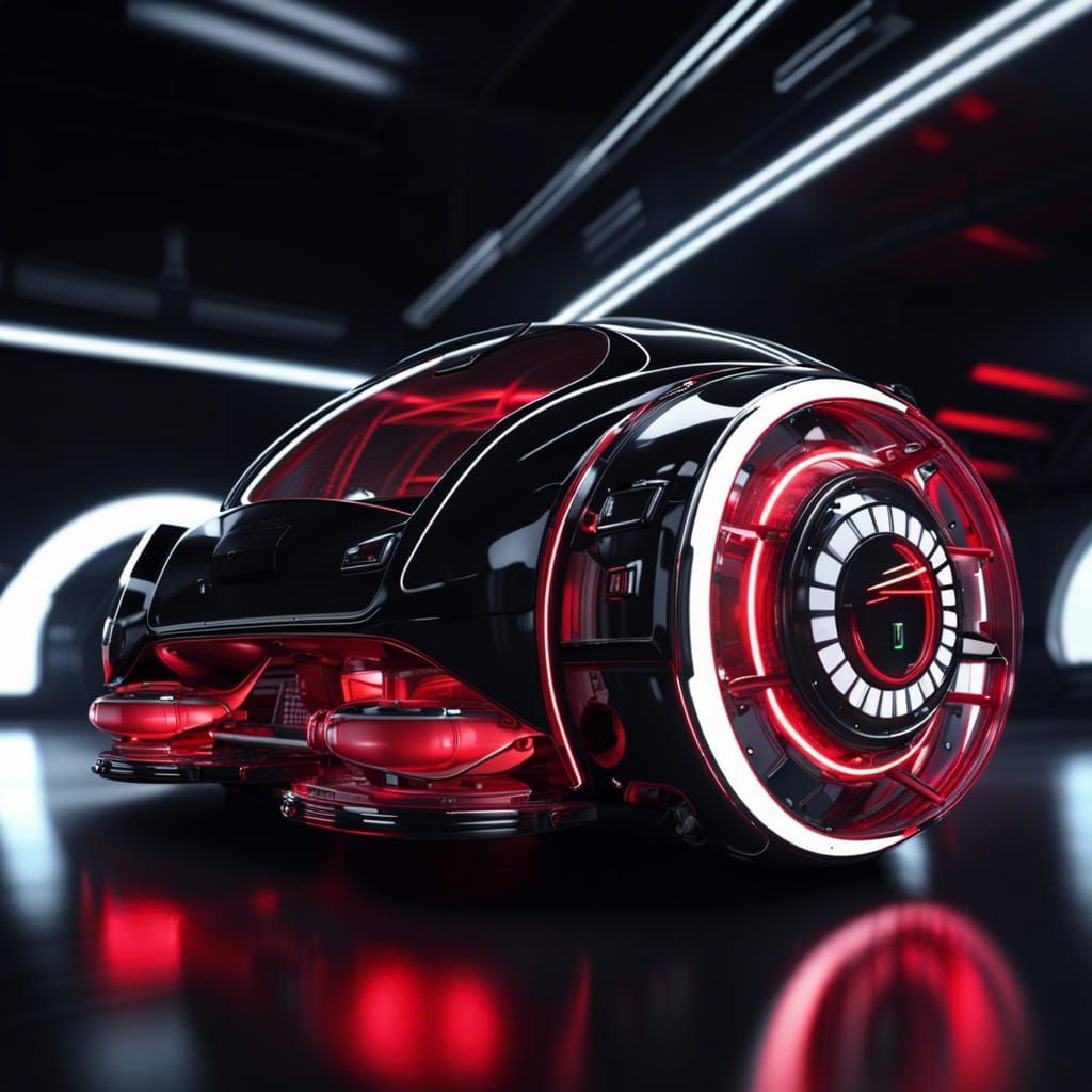 Futuristic Mechanical Sphere Car in Neon Style