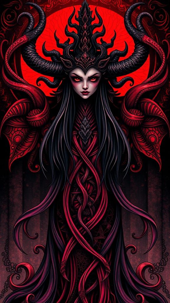 Grotesque Goddess in Crimson Fractal Realm