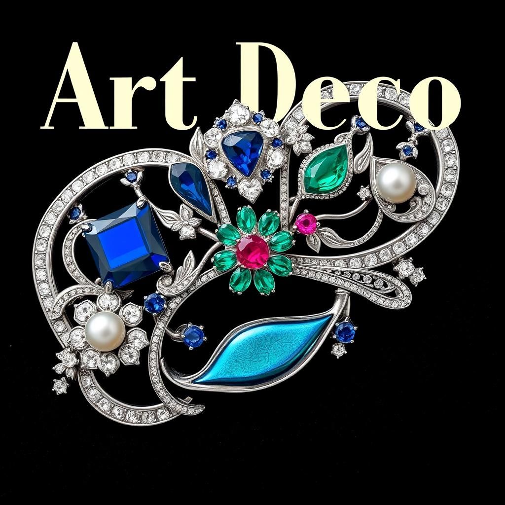 Art Deco Platinum Brooch Macro Shot