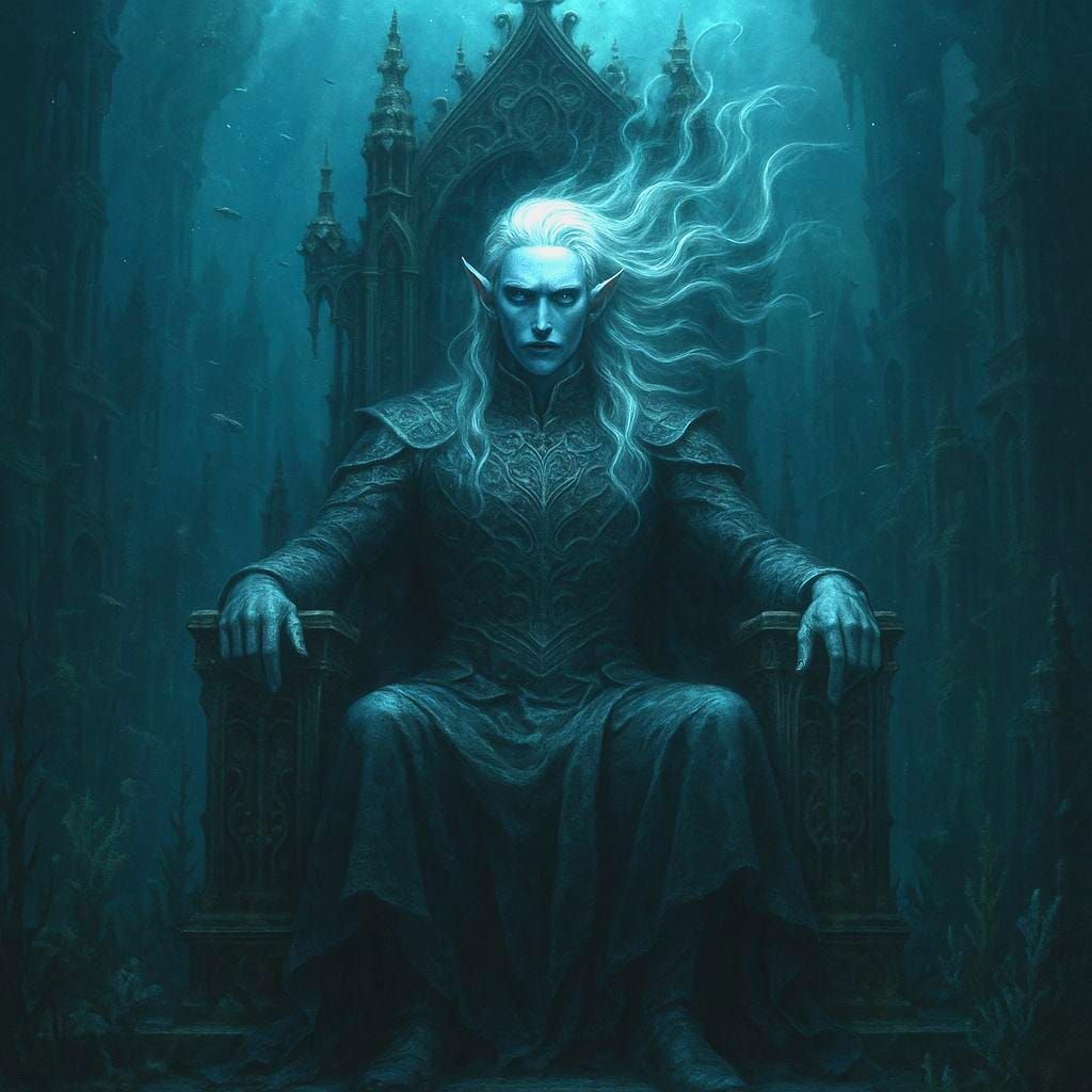 Underwater Elf Prince in Sunken Kingdom: Digital Matte Paint...