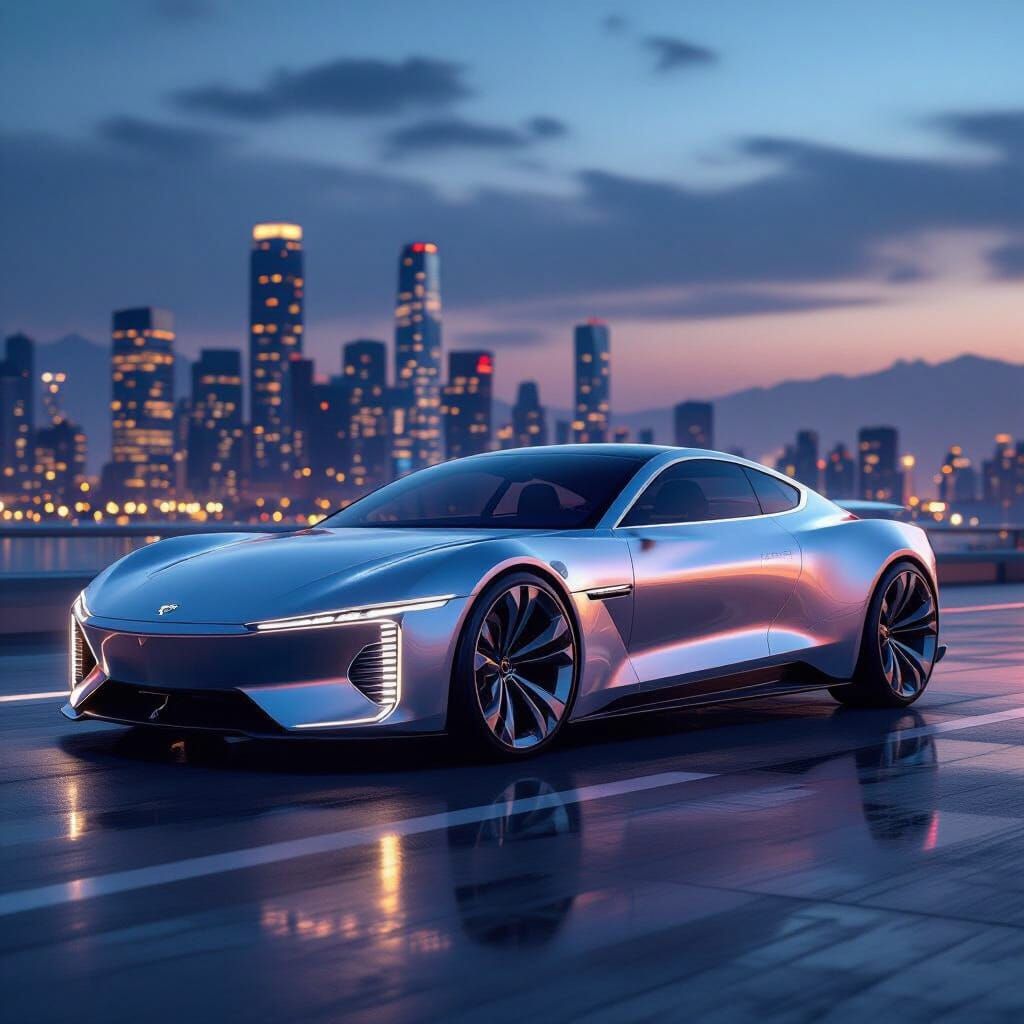 Futuristic Silver Coupe: Aerodynamic Design