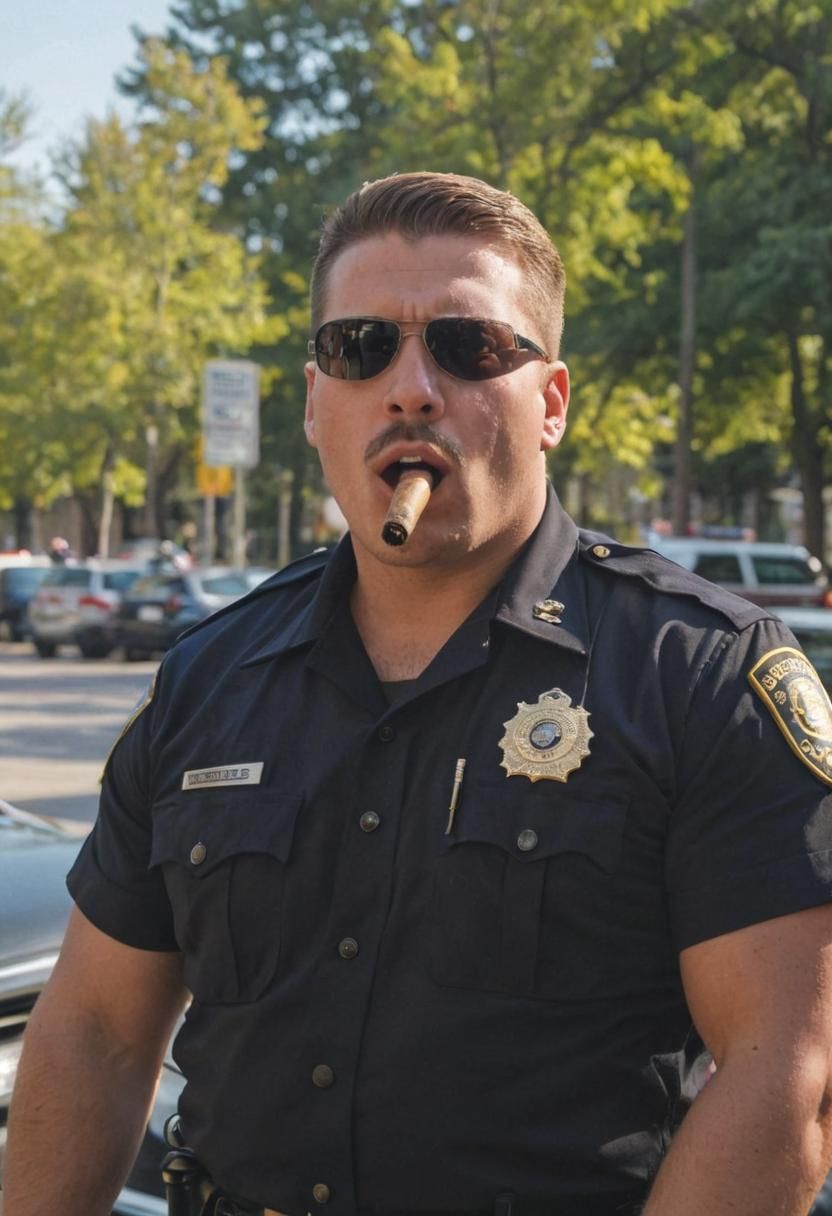 Young Cop with Cigar