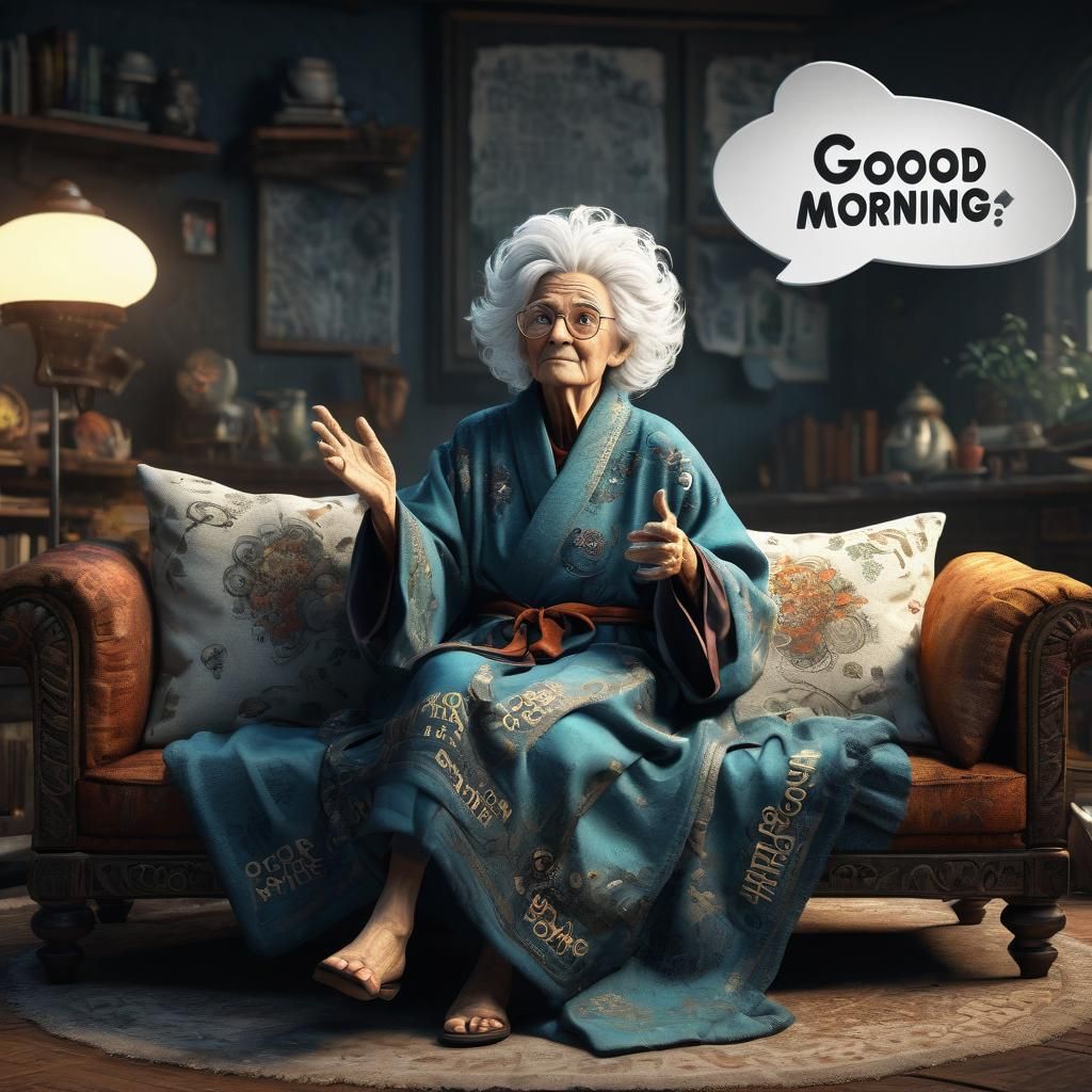 3D Old Lady Says Good Morning