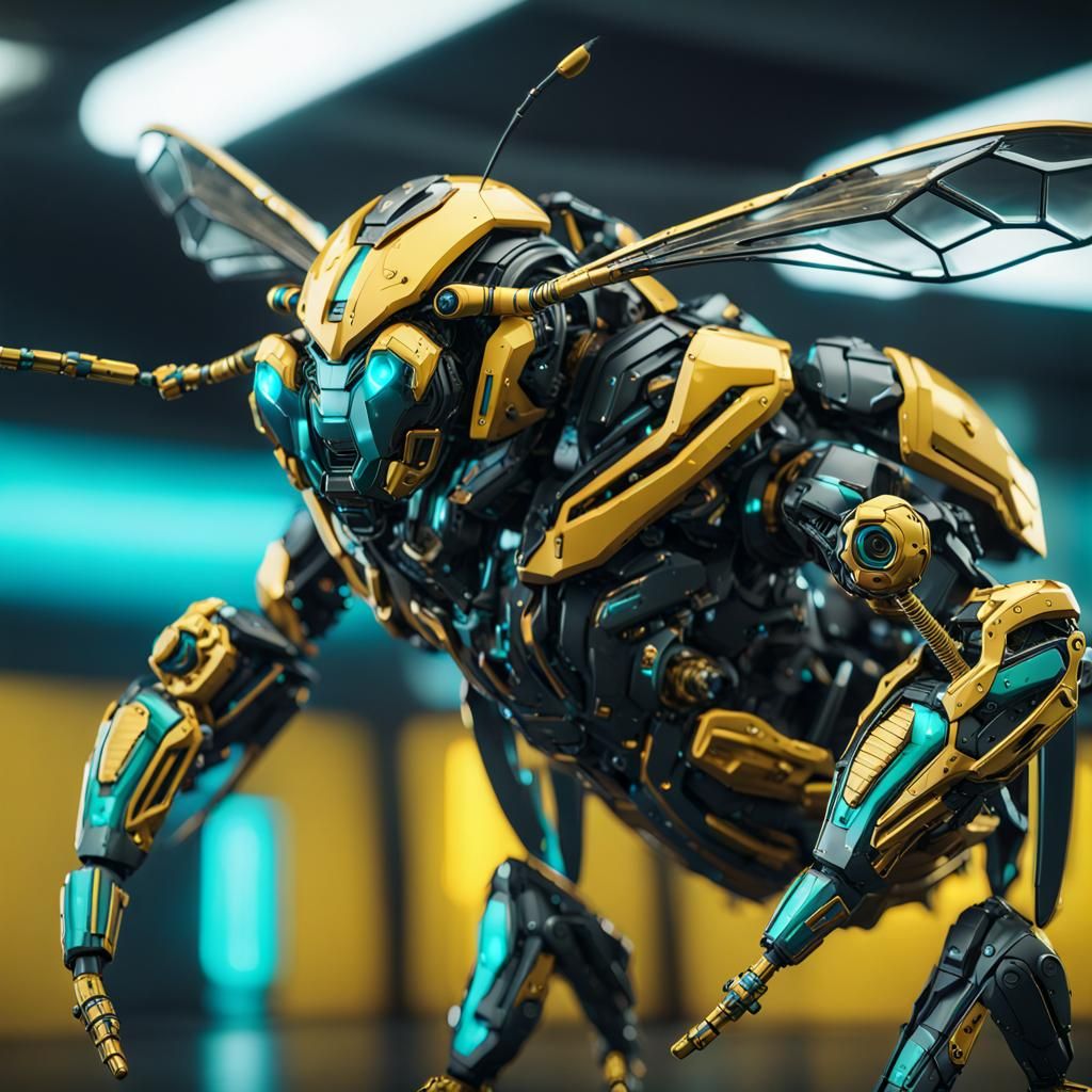 Powerful Muscular Bee with Intricate Mech Details