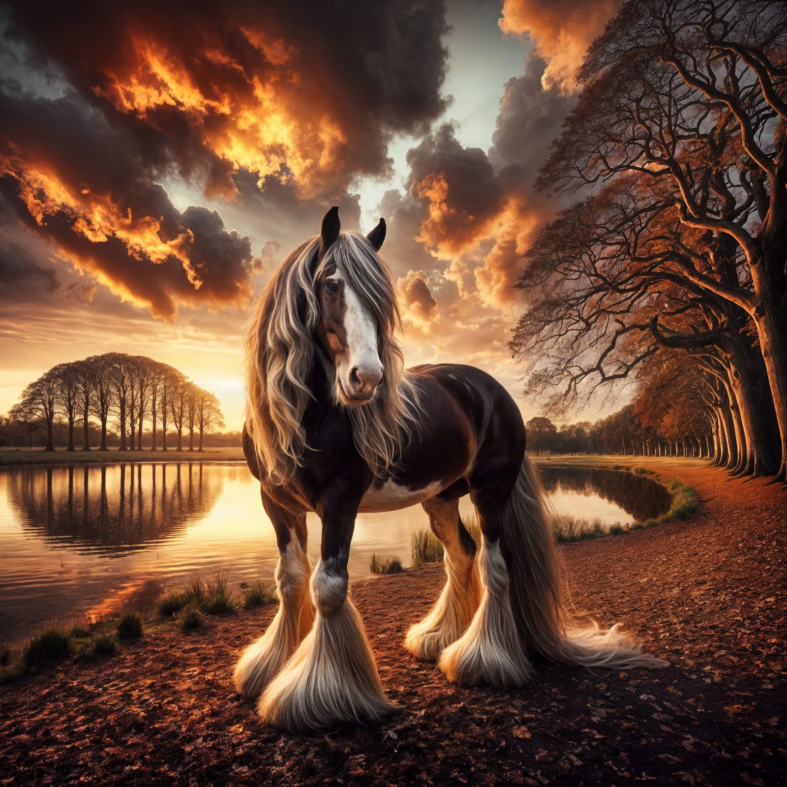 Majestic Clydesdale in Sunset Glory