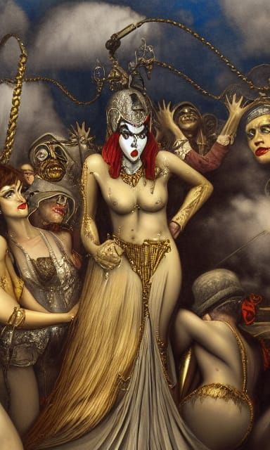 Evening Carnival Freak Show in Social Realism Style