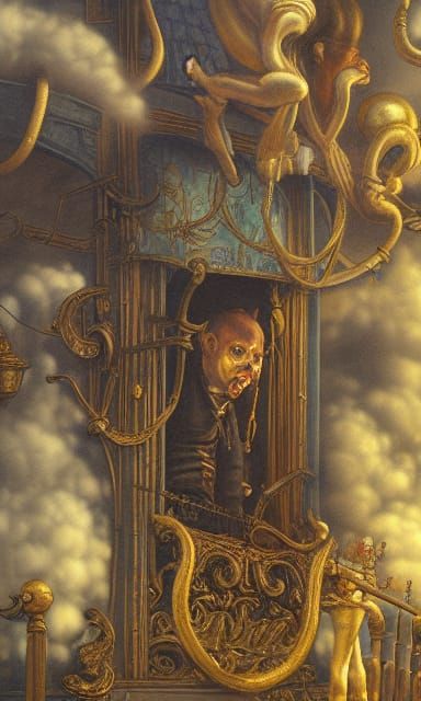 Evening Carnival Freak Show in Social Realism Style