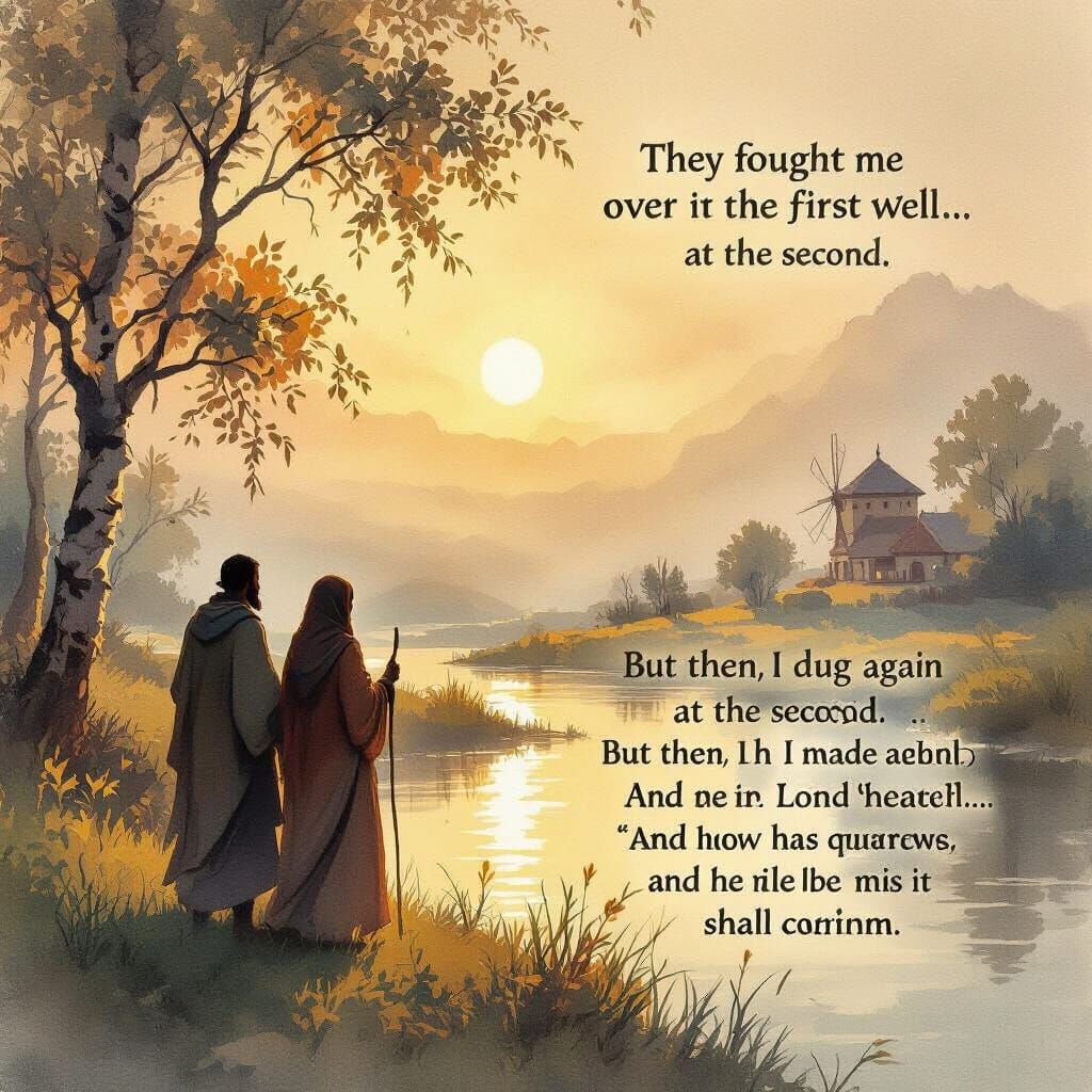 Serene Landscape: Golden Light and Divine Expansion