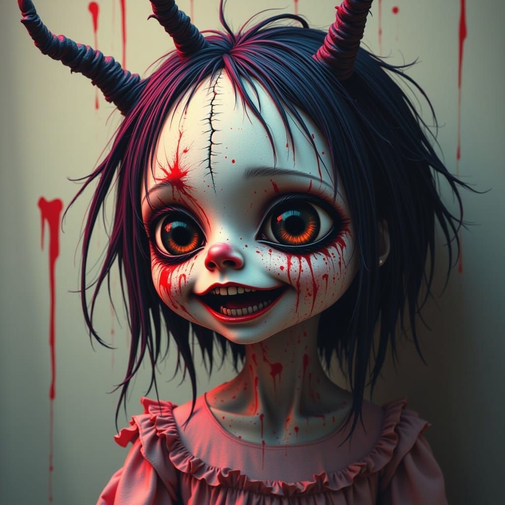 Haunted Annabelle Doll in Contrasting Colors