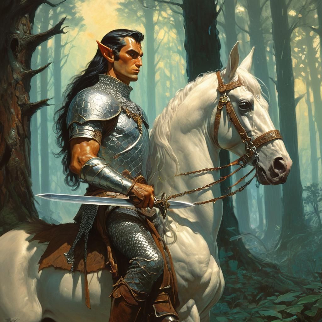 Half-Elf Horse Warrior Portrait in Fantasy Style