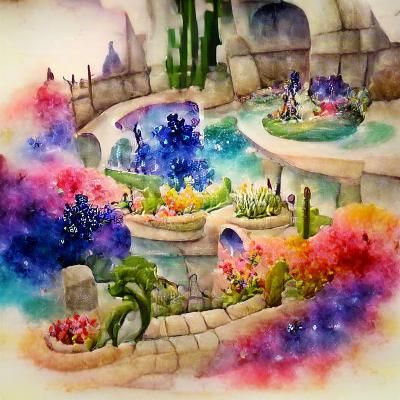 Fantasy Garden in Watercolour Style