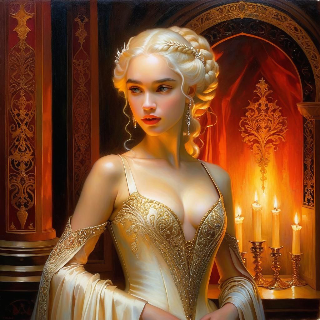Daenerys Targaryen in Ornate, Romantic Ballroom
