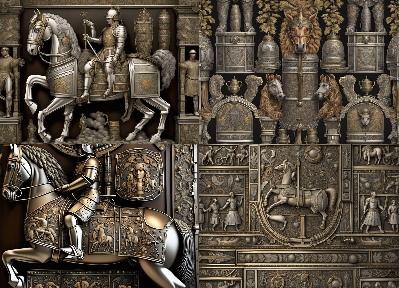 Intricate Horse Armor with Etched Italian Ornament