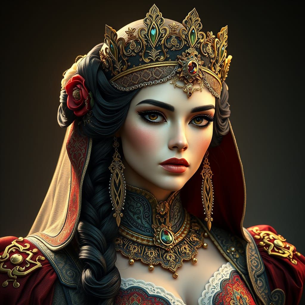 Regal Maria Portrait in Fantasy Realism Style