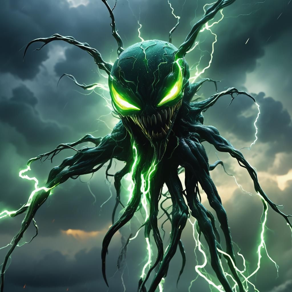 Kliptonite Green Lightning Symbiote in Digital Painting