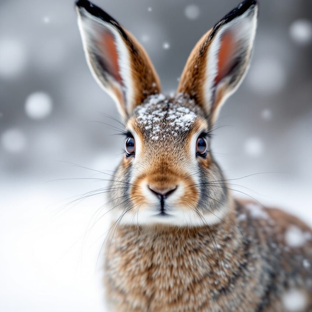 Wild Hare in Snowy Landscape