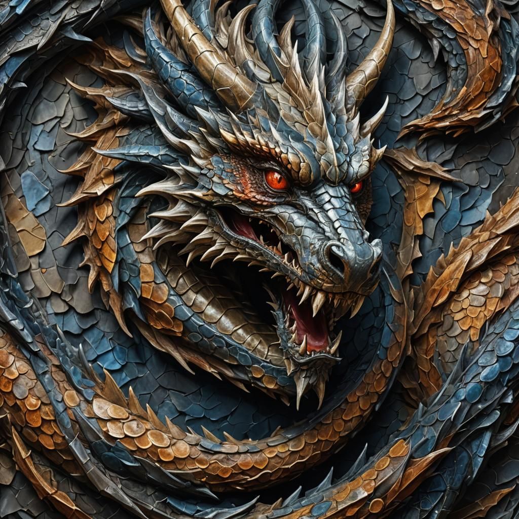 Dramatic Dragon in Impasto Painting Style