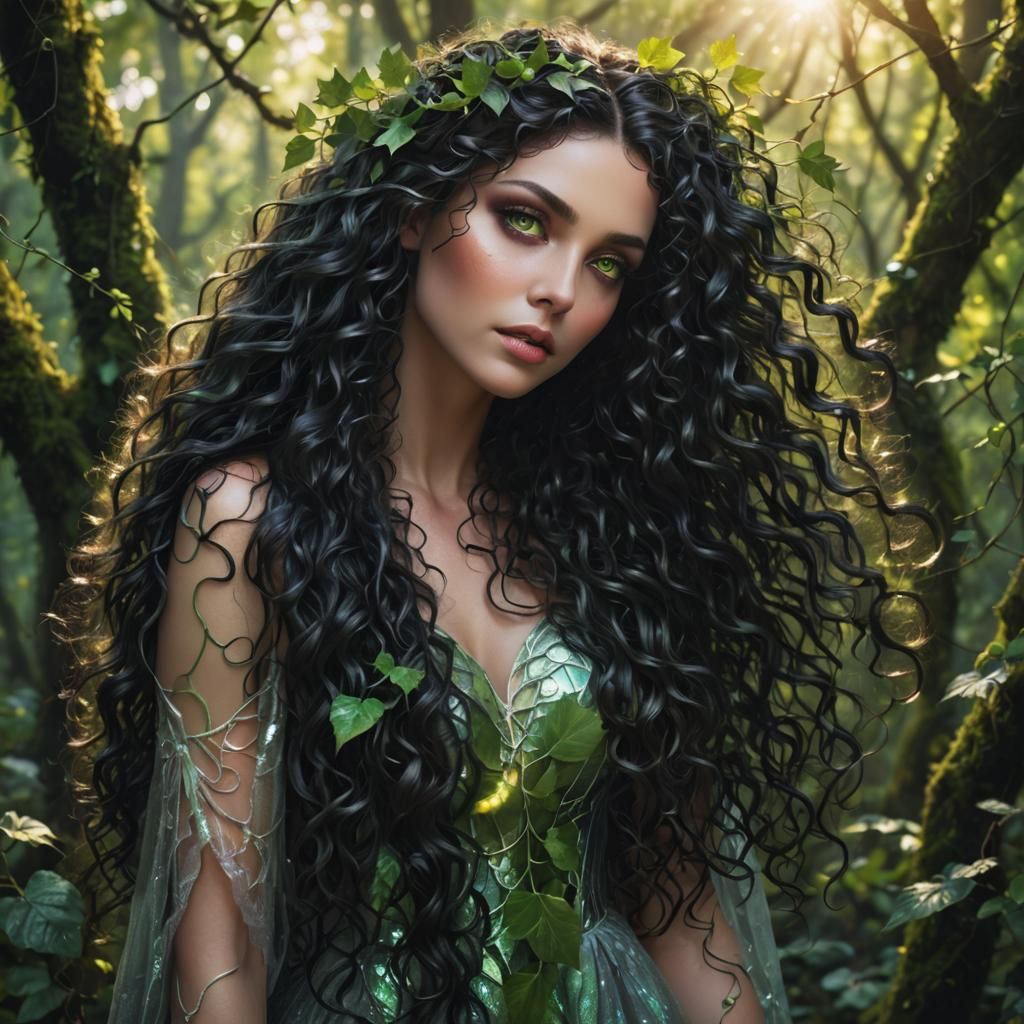 Enchanting Forest Woman with Iridescent Skin