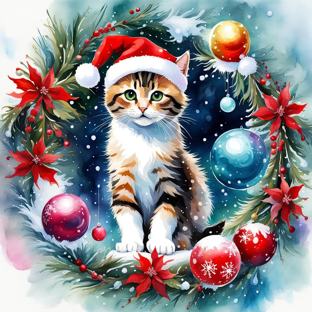 Christmas kitten wreath