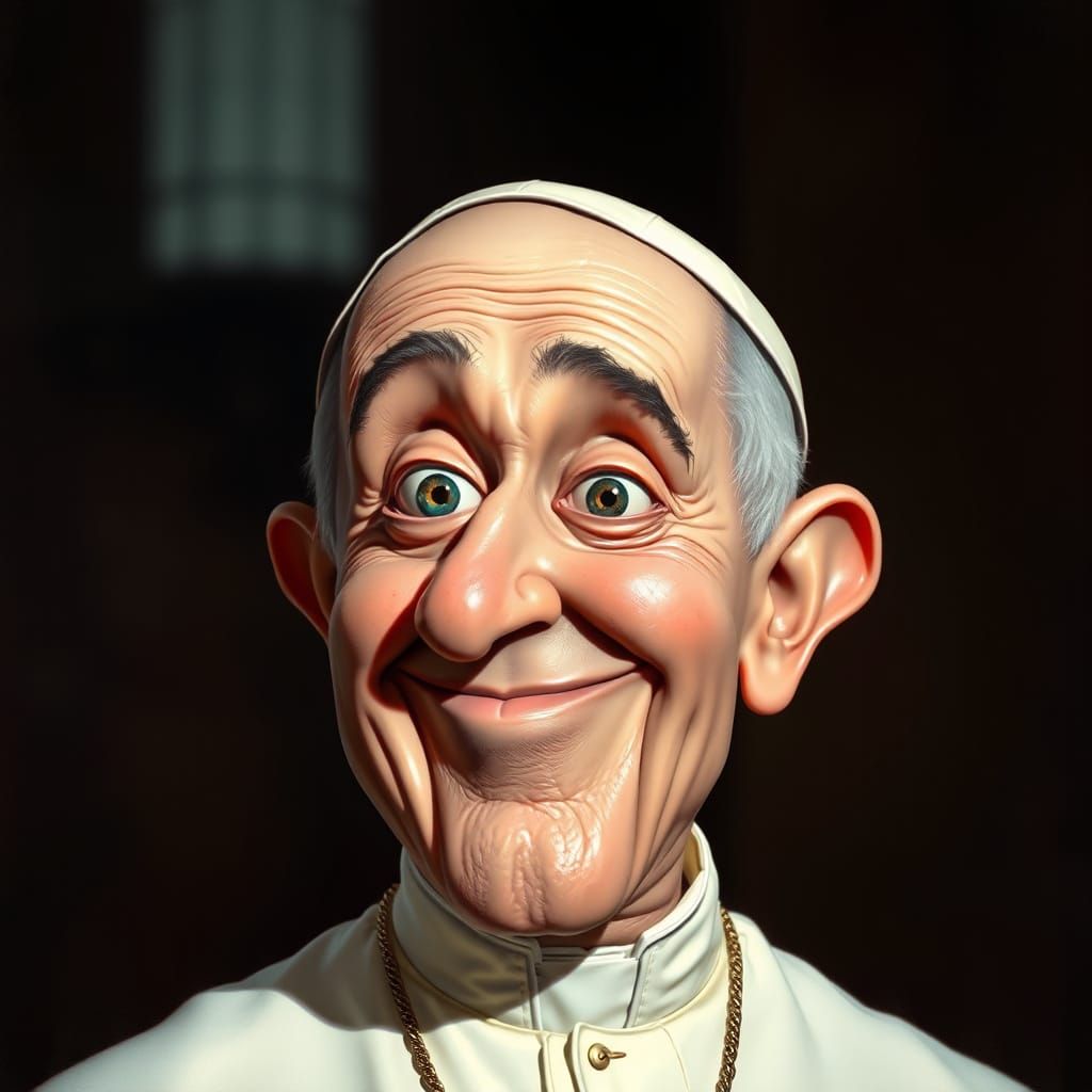 Quirky Pope Franciscus Portrait in Cinematic Style