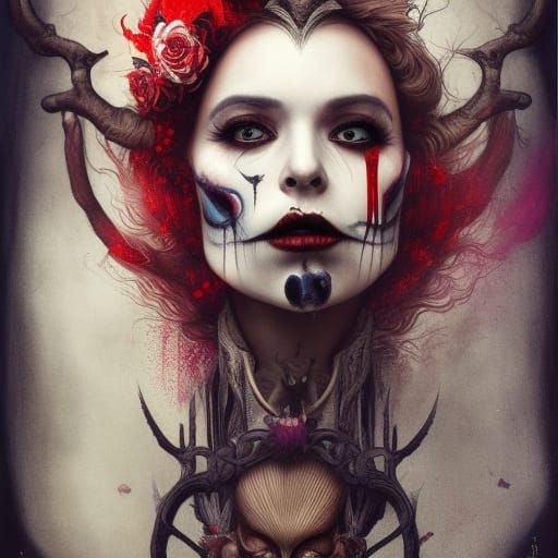 Queen of Hearts Death Tarot Card in Artgerm Style
