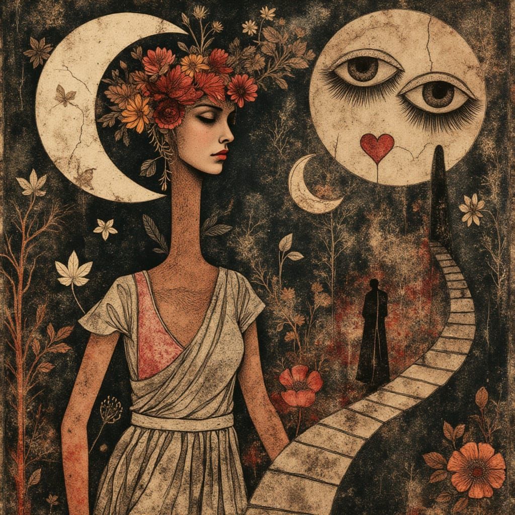 Surreal Abstract Creatures Dancing in Folk Art Attire