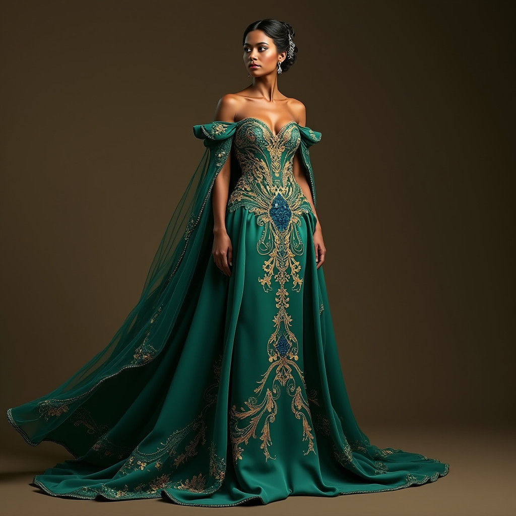 Regal Jewel-Toned Gown Fit for Royalty