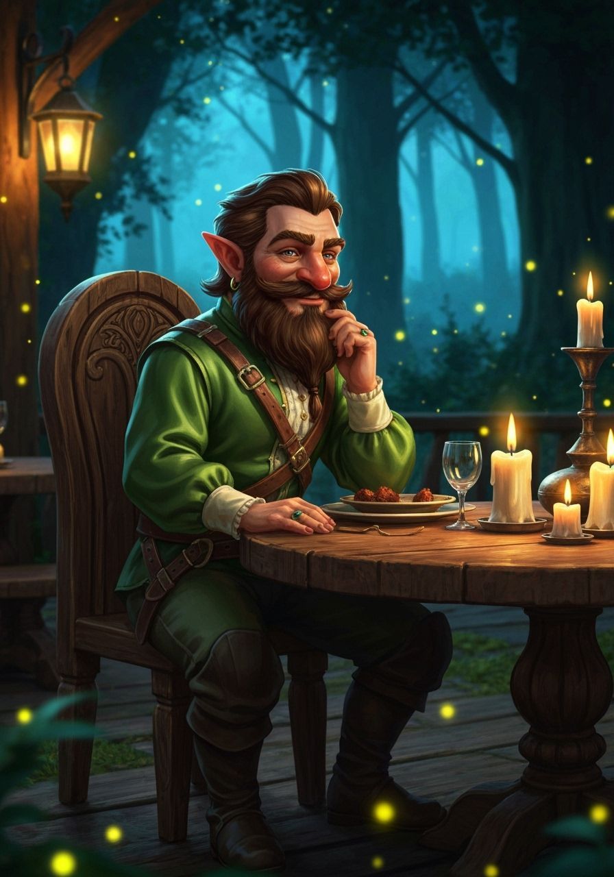 Gnomish Explorer in Enchanted Forest Tavern