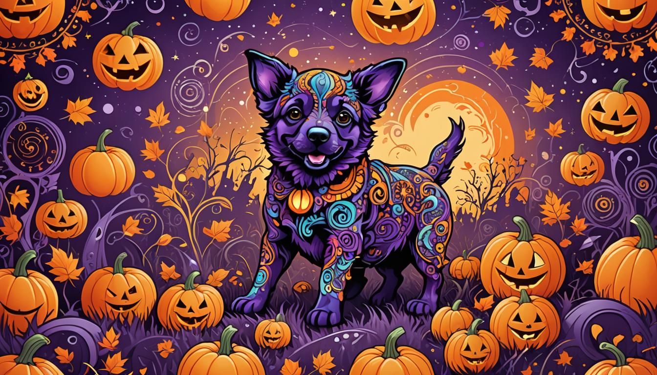 Pumpkin Puppy in Fractal Dreamscape