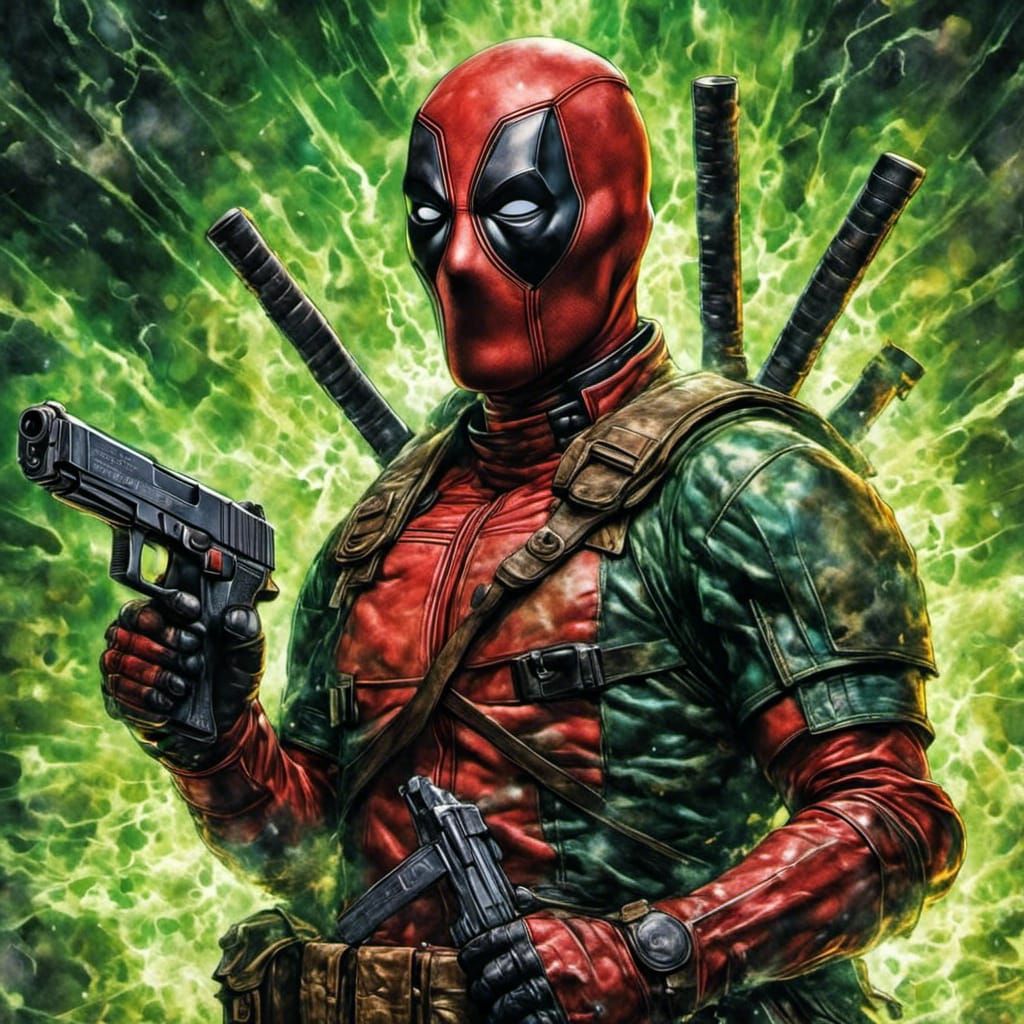 Deadpool in Scottish Kilt with Glock Pistols